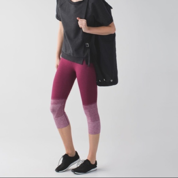 lululemon athletica Pants - 🌸2/$25 Lululemon Seamlessly Street Crop Heathered Dashing Deep Redish Purple